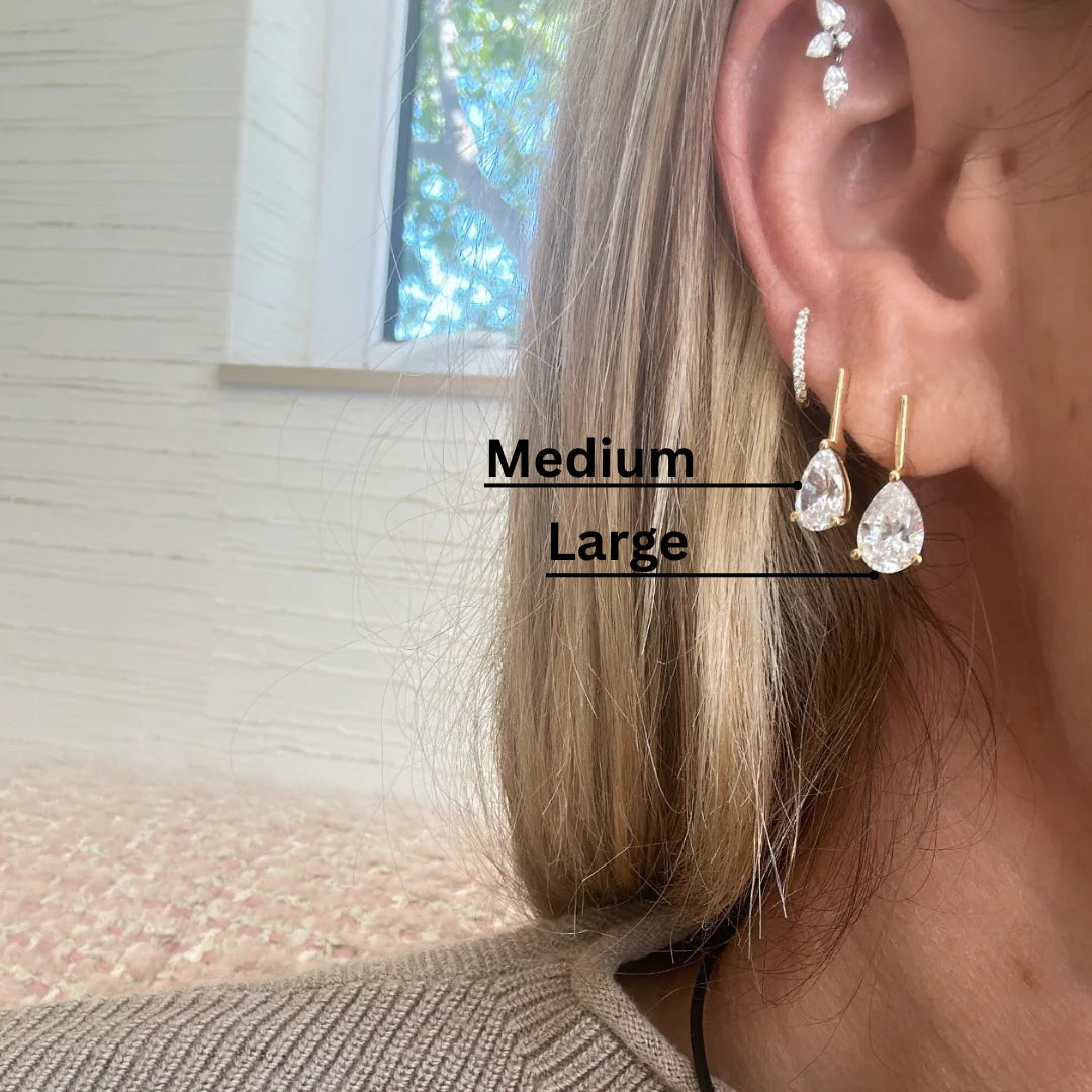 Linea Pear Stud in Sterling Silver | Large