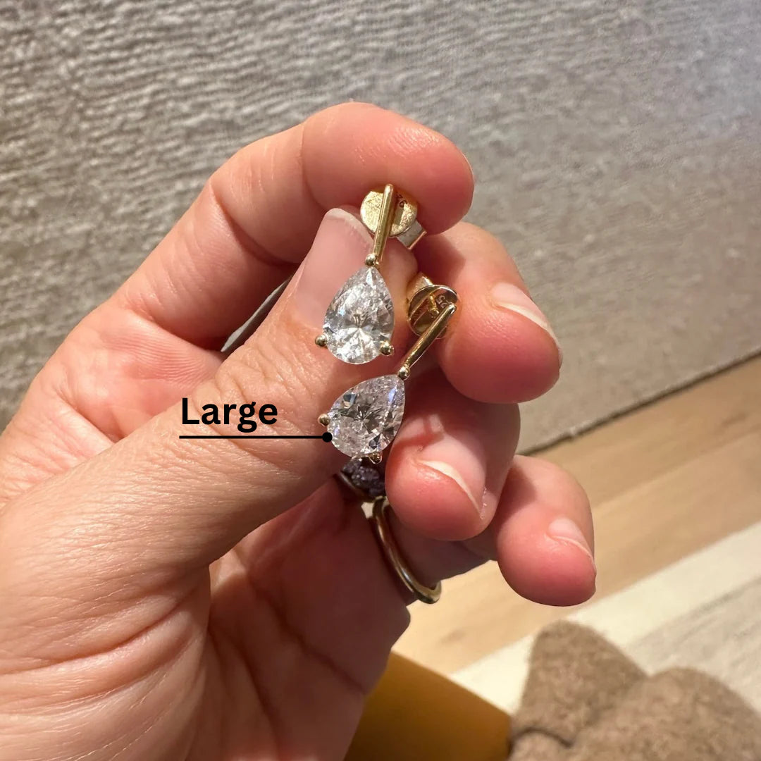 Linea Pear Stud in Sterling Silver | Large