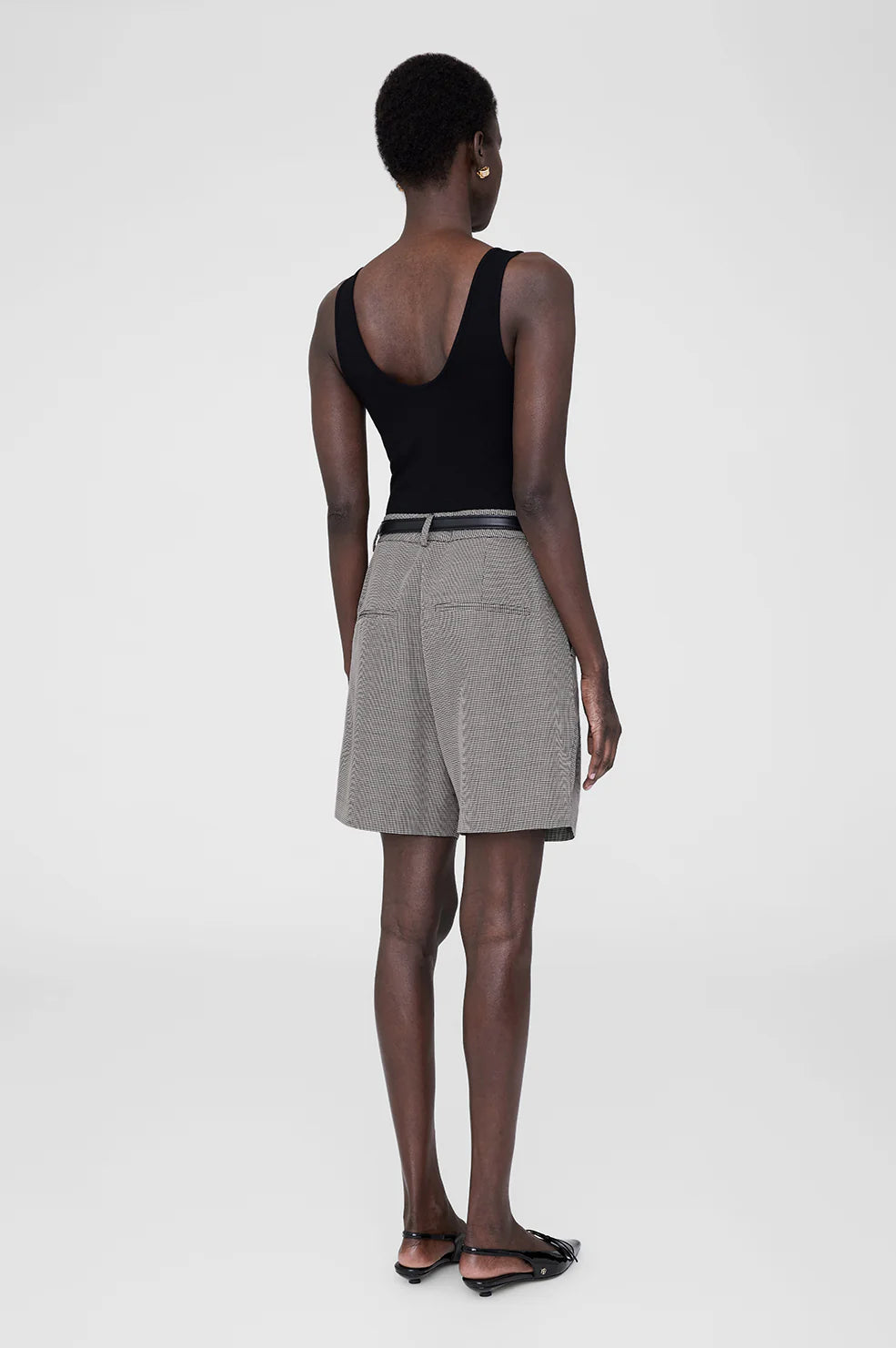 Carrie Short in Black and White Mini Houndstooth