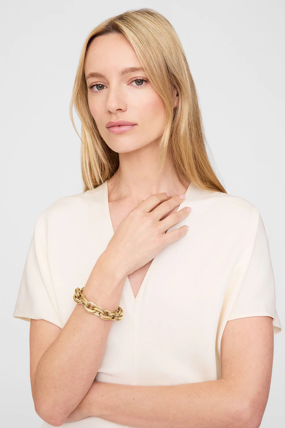 Double Link Chain Bracelet in Gold