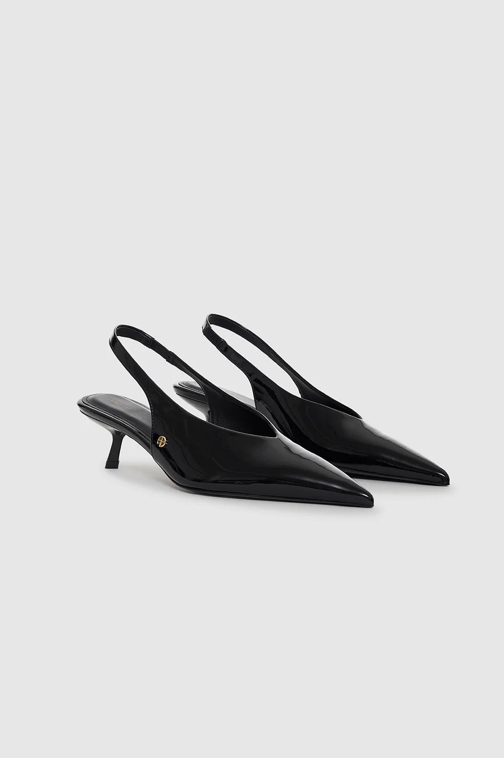 Hilda Slingback Pumps in Black Patent
