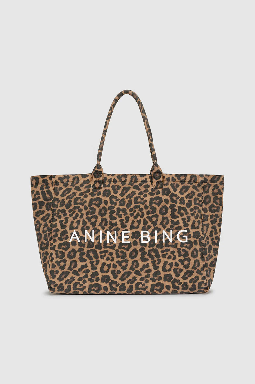 Leo Canvas Tote in Black and Brown Leopard