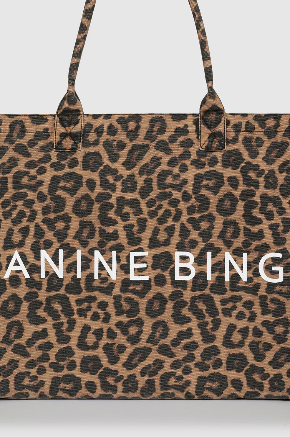 Leo Canvas Tote in Black and Brown Leopard