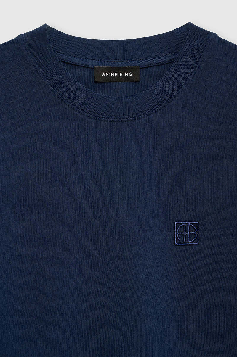 Lili Tee Framed Monogram in Washed Navy