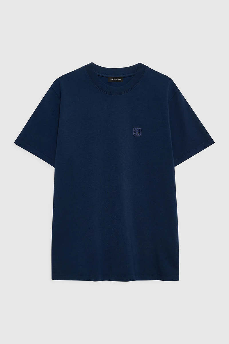 Lili Tee Framed Monogram in Washed Navy