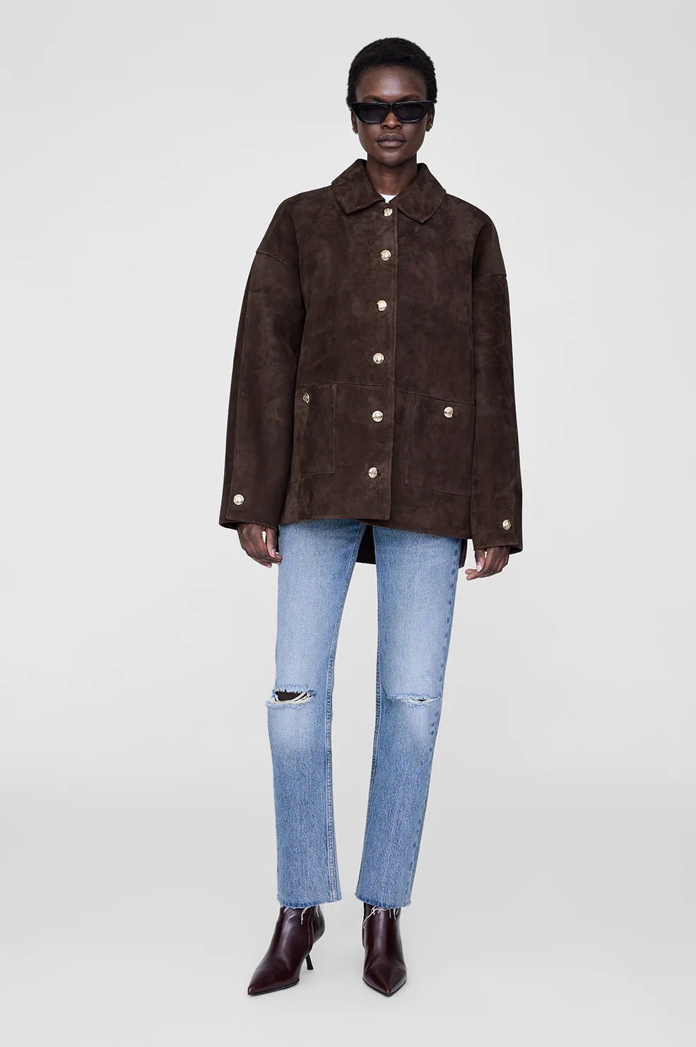 Luca Suede Jacket in Deep Brown