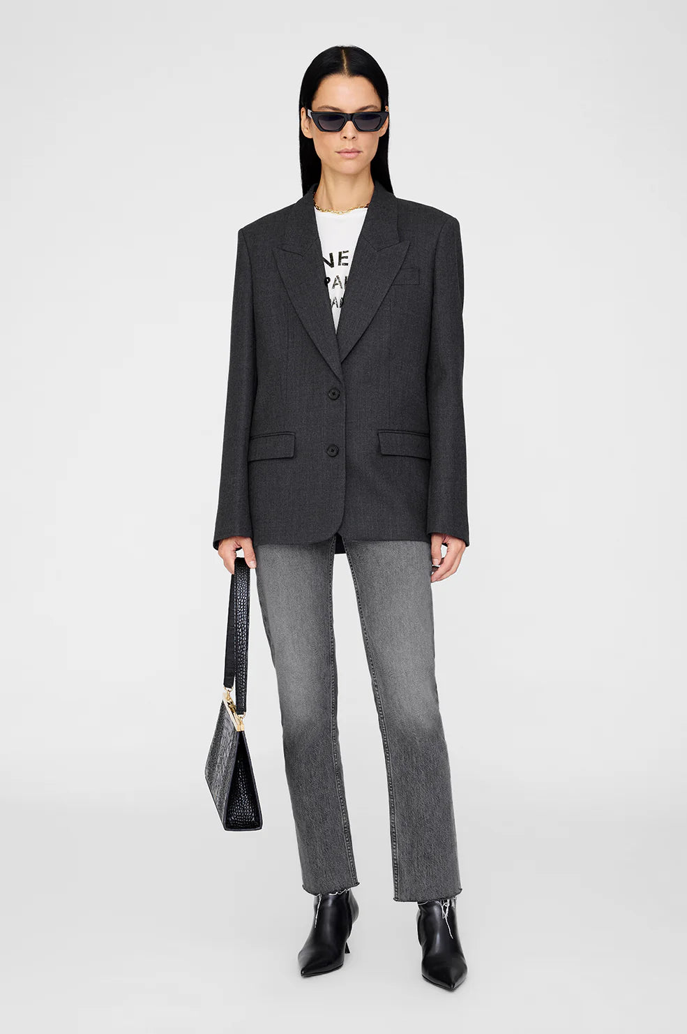 Ross Single-Breasted Blazer in Dark Heather Grey