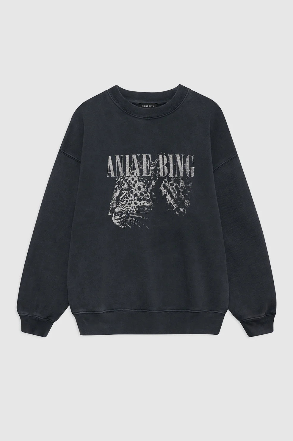 Spencer Sweatshirt Leopard in Washed Black