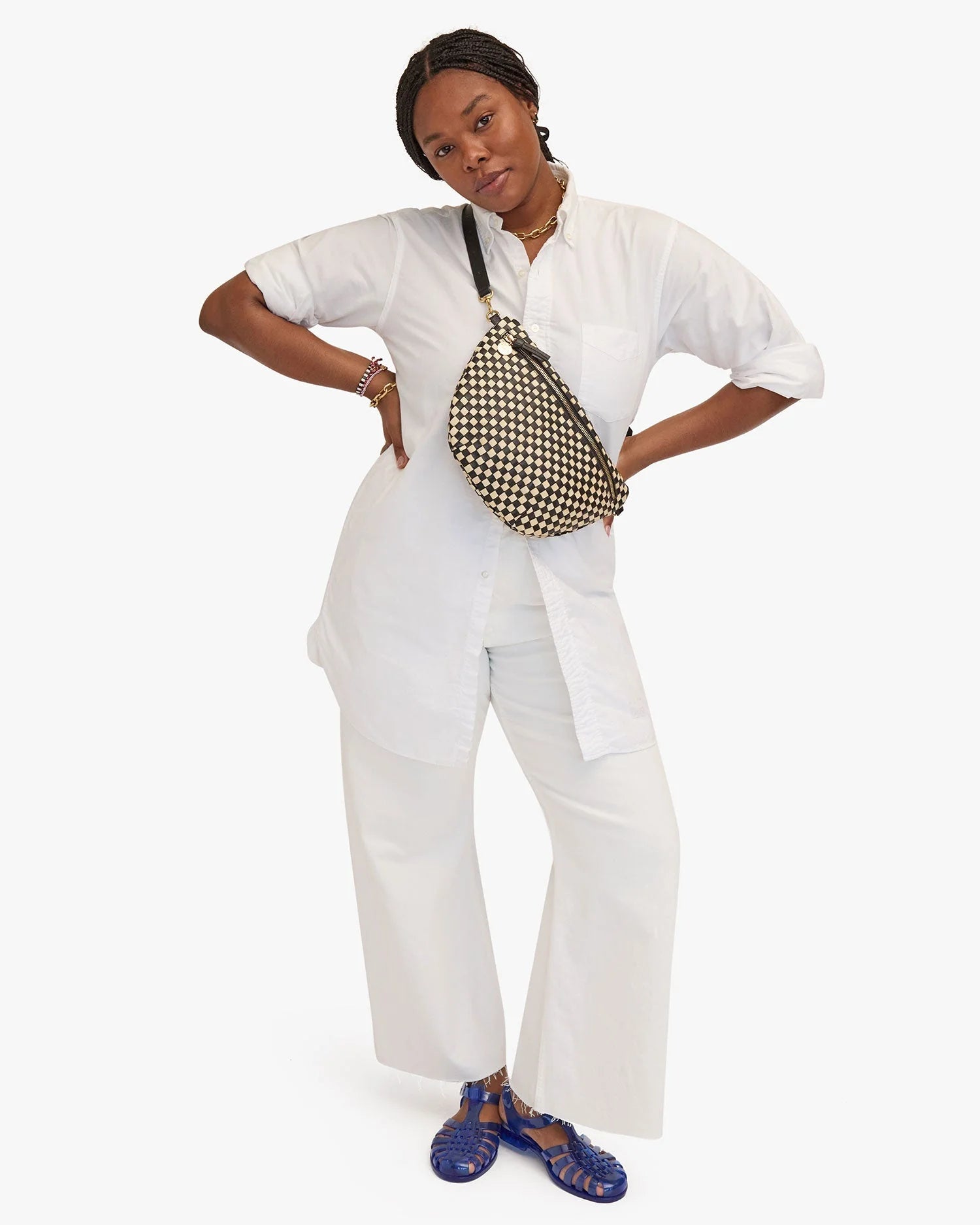 Grande Fanny in Black/Cream Woven Checker