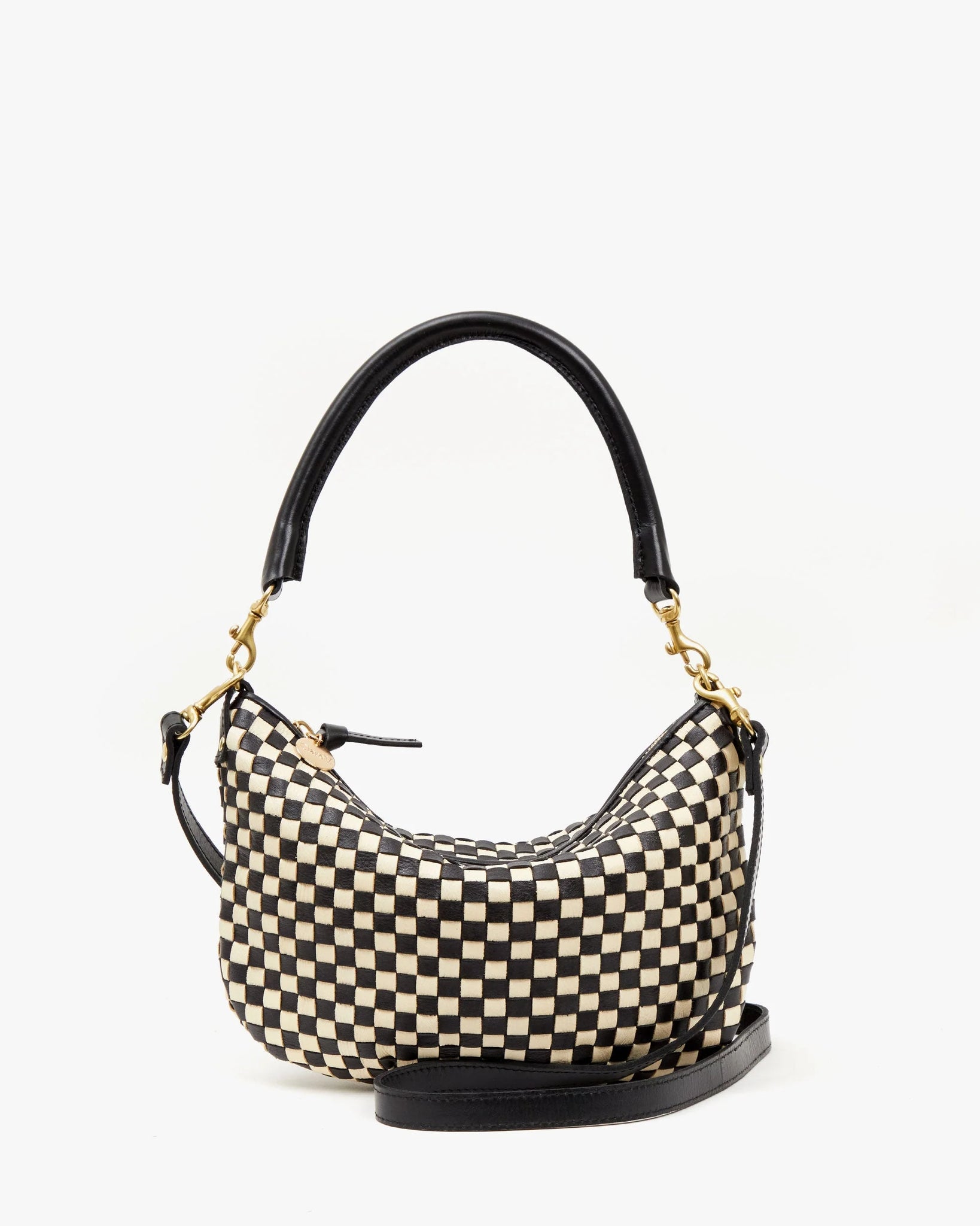 Petit Moyen Messenger in Black/Cream Woven Checker