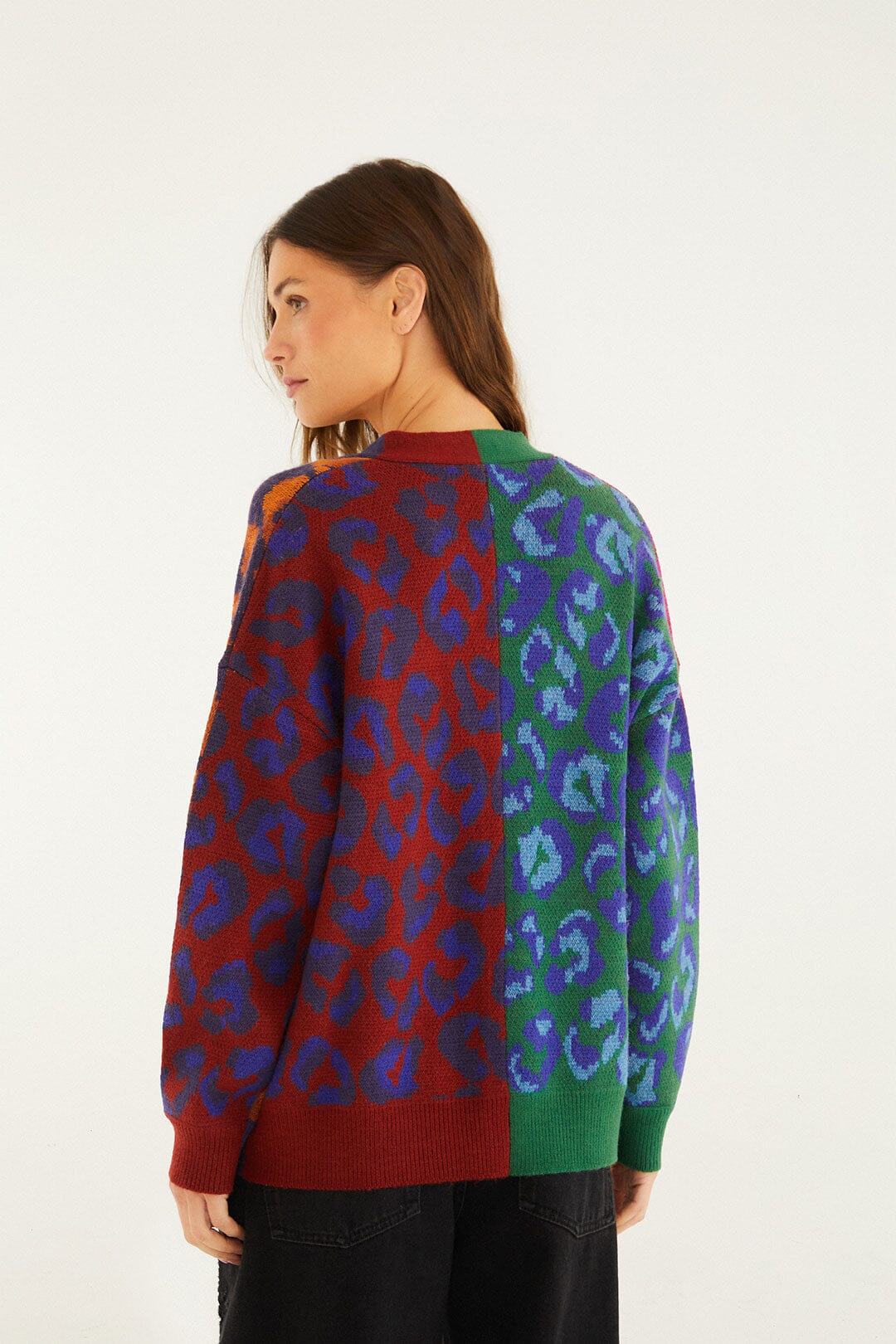 Mixed Ikat Leopard Cardigan