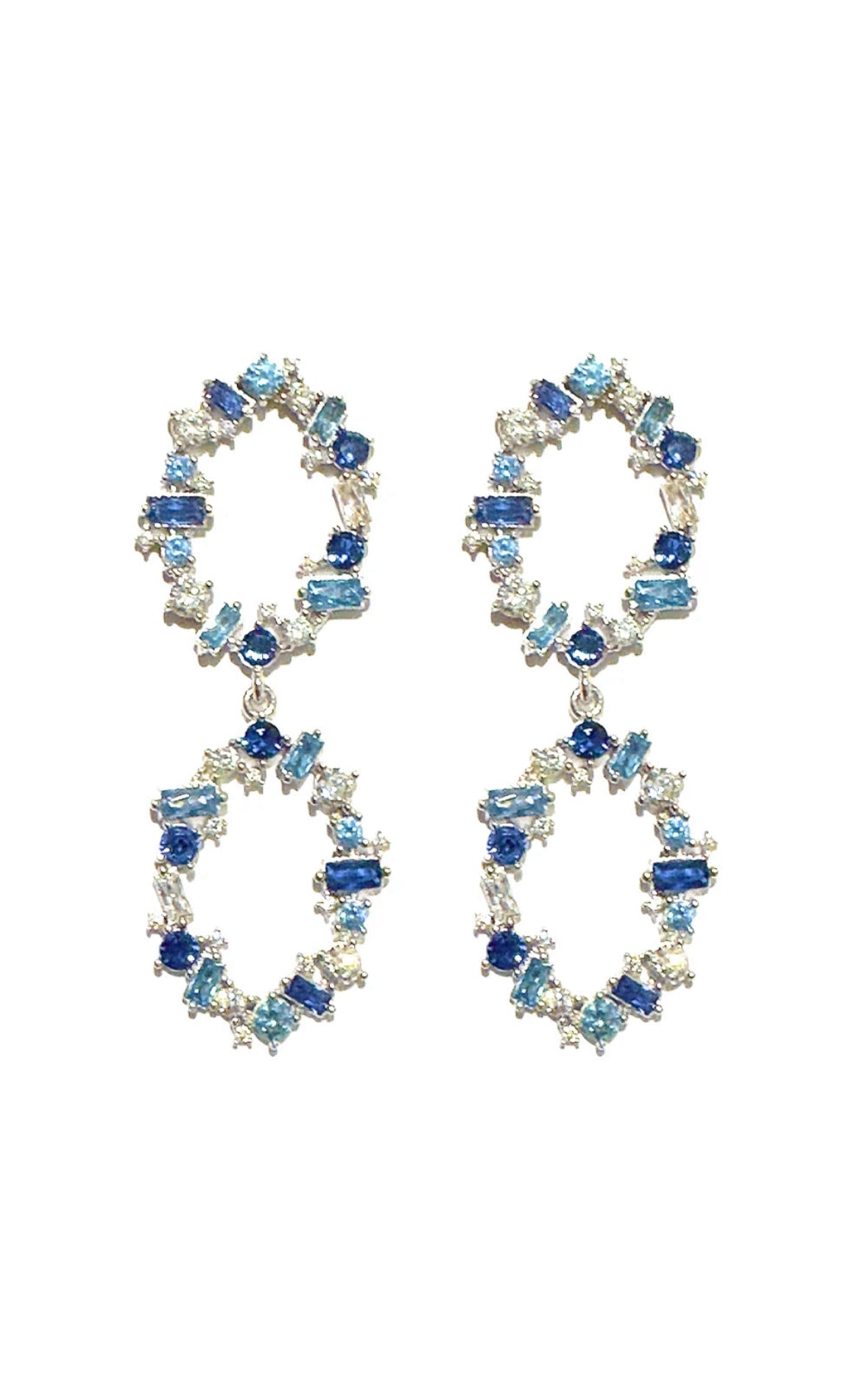 Palm Beach Earrings in Silver/Blue