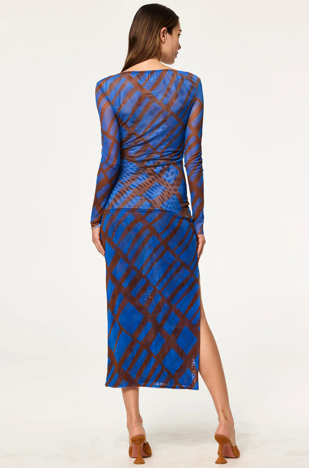 Lira Top in Blue/Brown Matrix Mesh