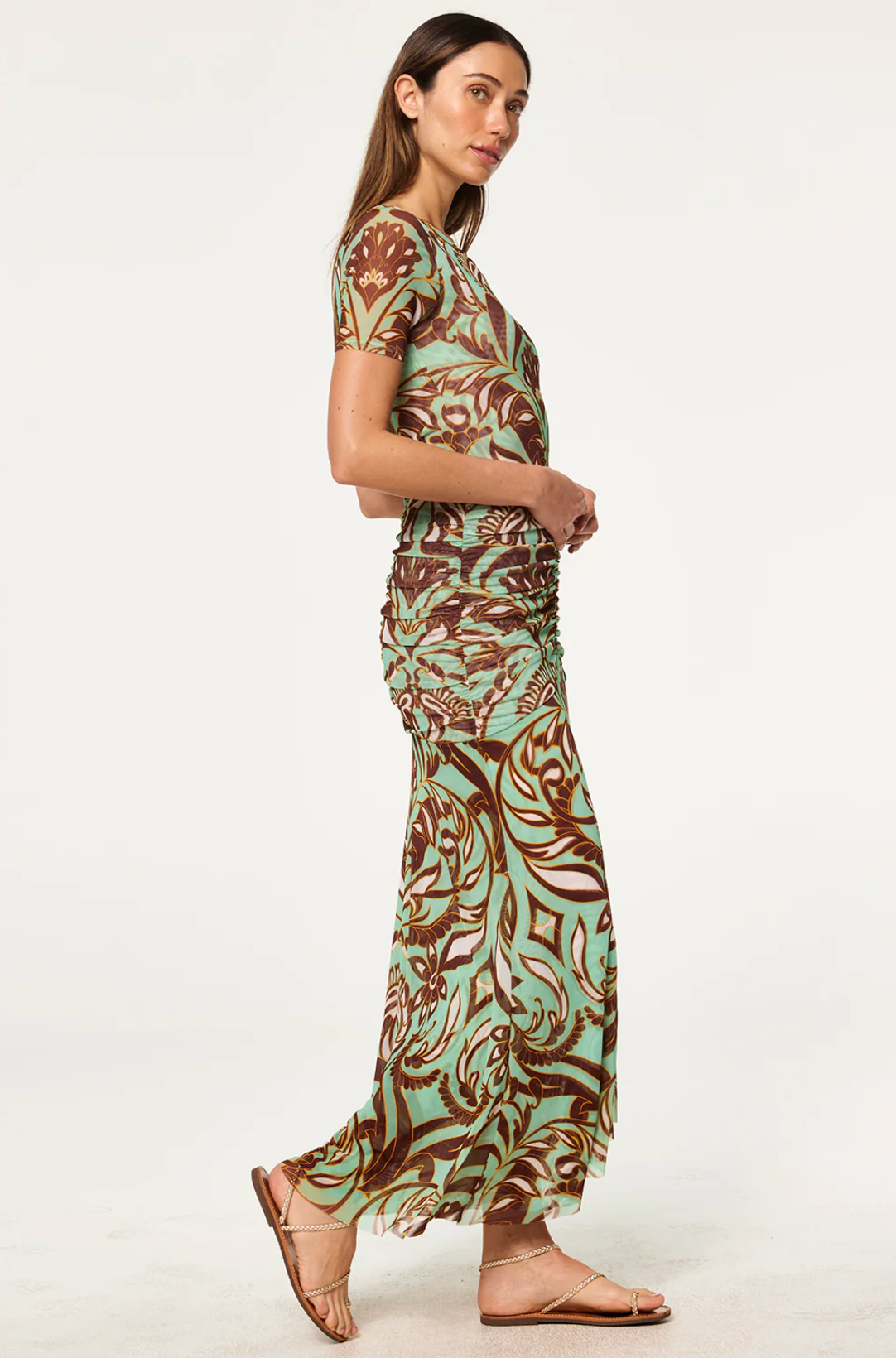 Ollie Skirt in Brown Vintage Botanical Mesh
