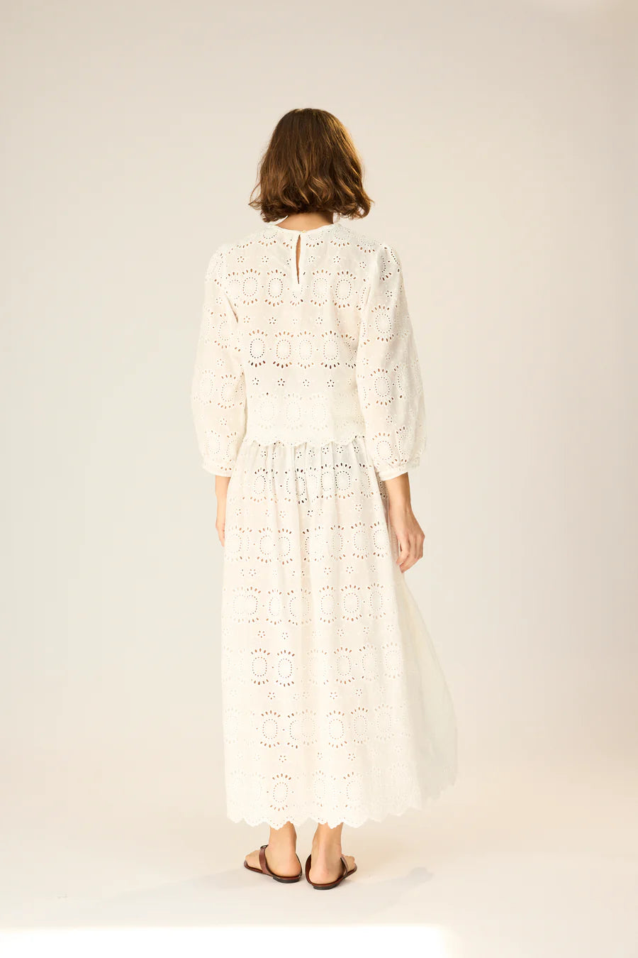Lisa Top in Medallion Embroiderty Salt