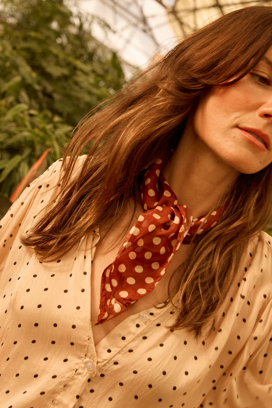 Square Scarf in Polka Dot Cappuccino