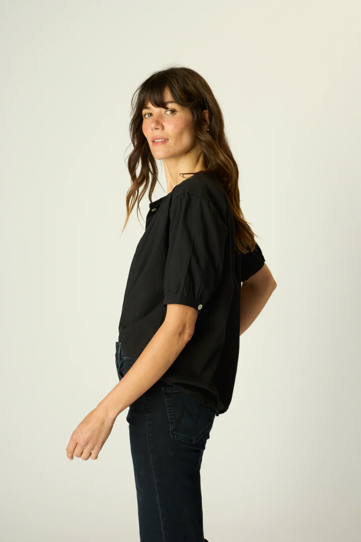 Violet Top in Black Flat Cotton