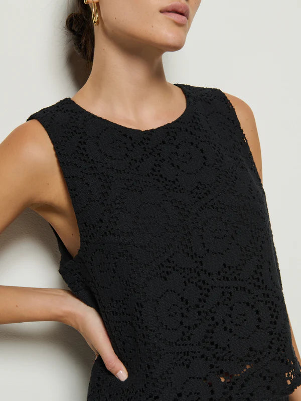 Sheri Lace Sleeveless Top in Jet Black