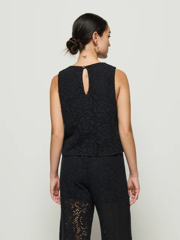 Sheri Lace Sleeveless Top in Jet Black