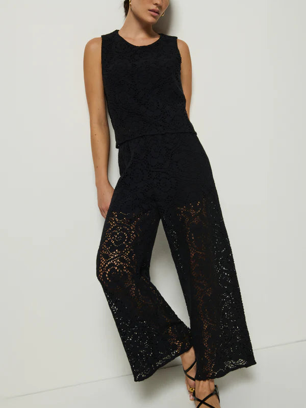 Sheri Lace Sleeveless Top in Jet Black
