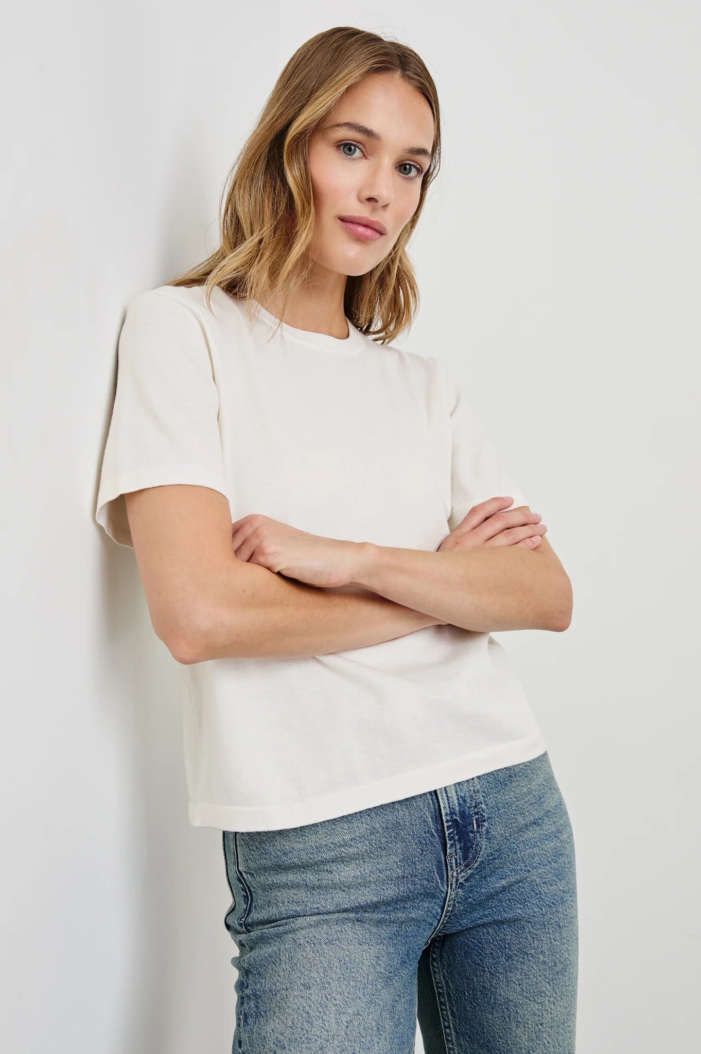 Cotton Cashmere Tee in White