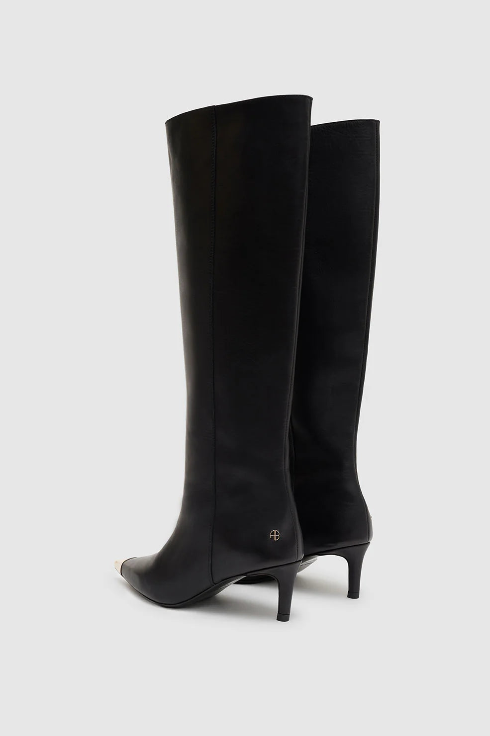 Tall Nina Boots with Metal Toe Cap in Black