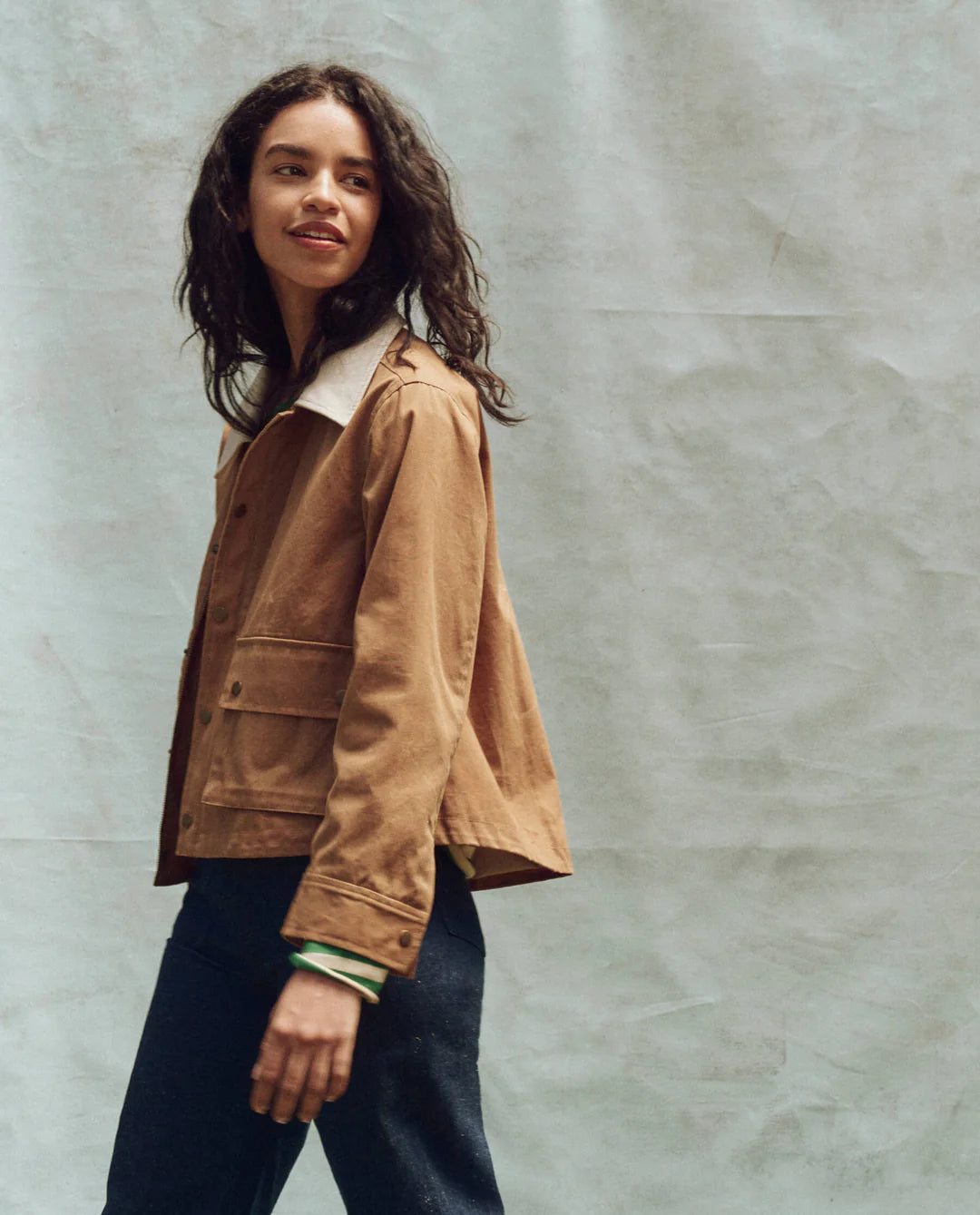 The Waxed Swingy Jacket. Walnut