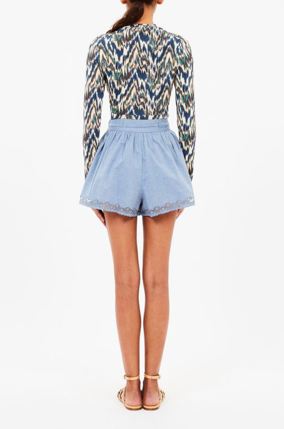 Neri Long Sleeve Ruched Top in Riverslate