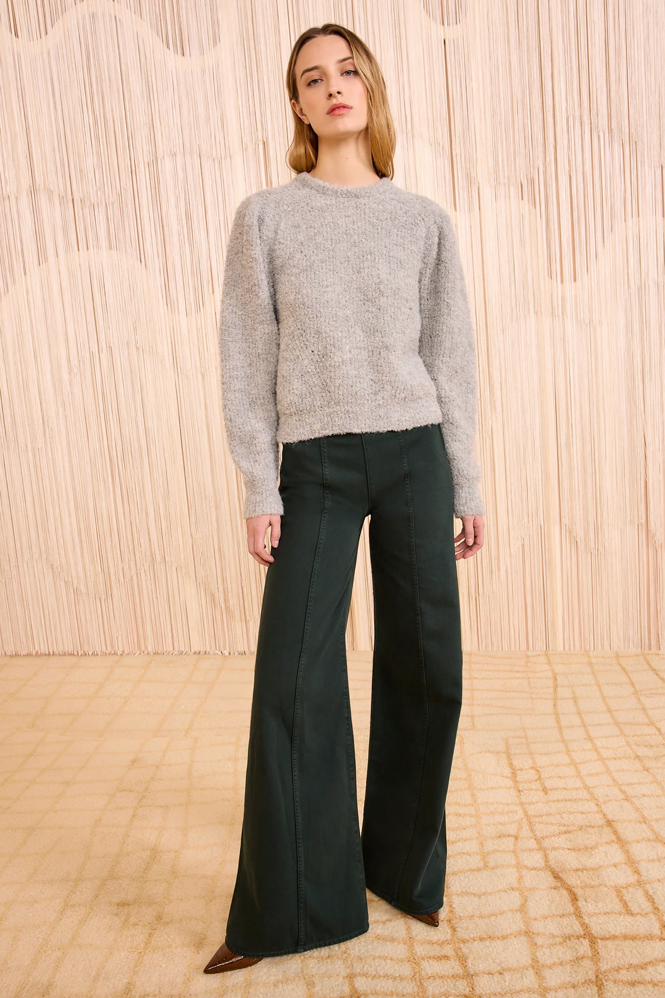 Romily Alpaca Long Sleeve Pullover in Pebble