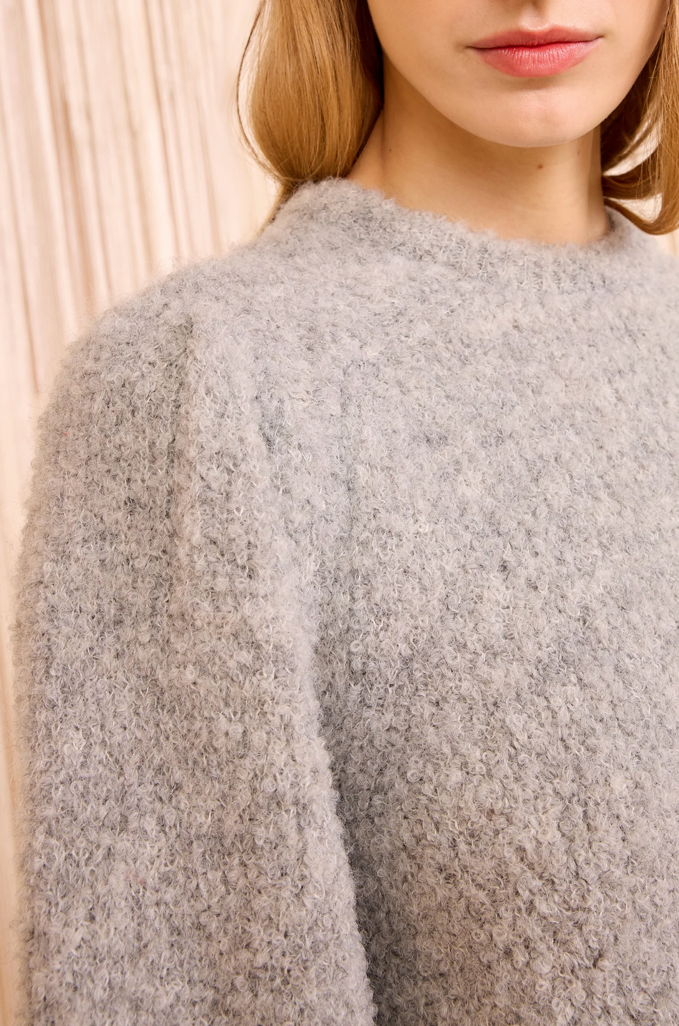 Romily Alpaca Long Sleeve Pullover in Pebble