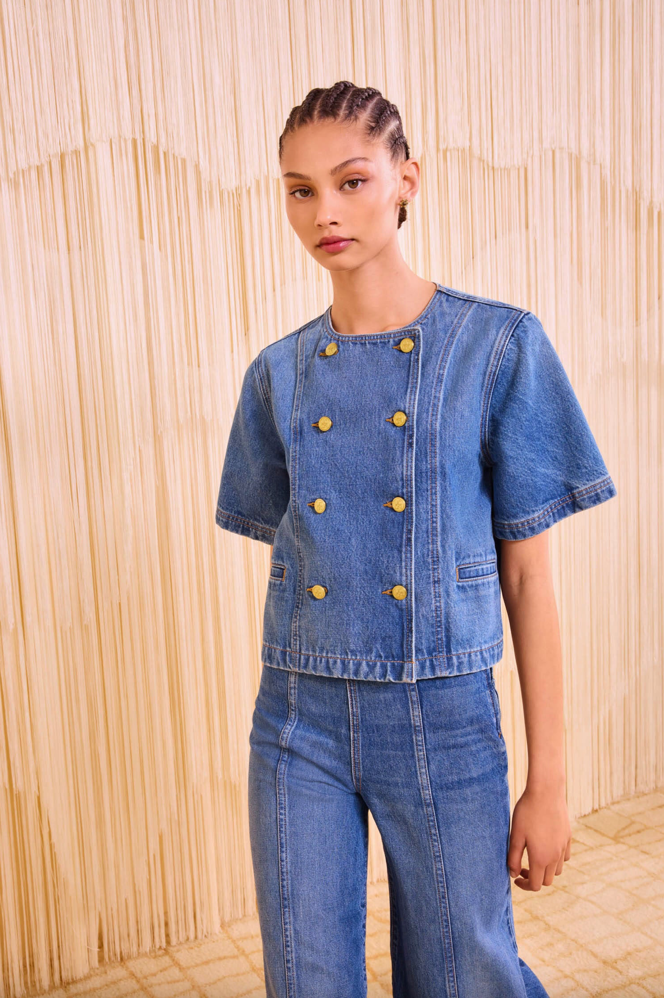 The Serge Short Sleeve Jacket in Danube