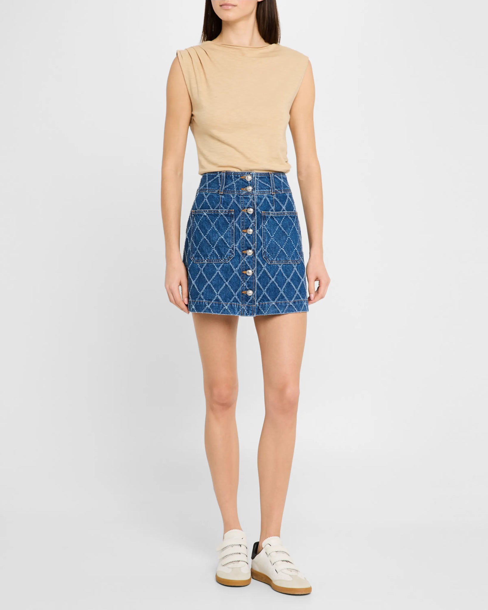 Moxie Diamond Printed Skirt in Blue Diamond