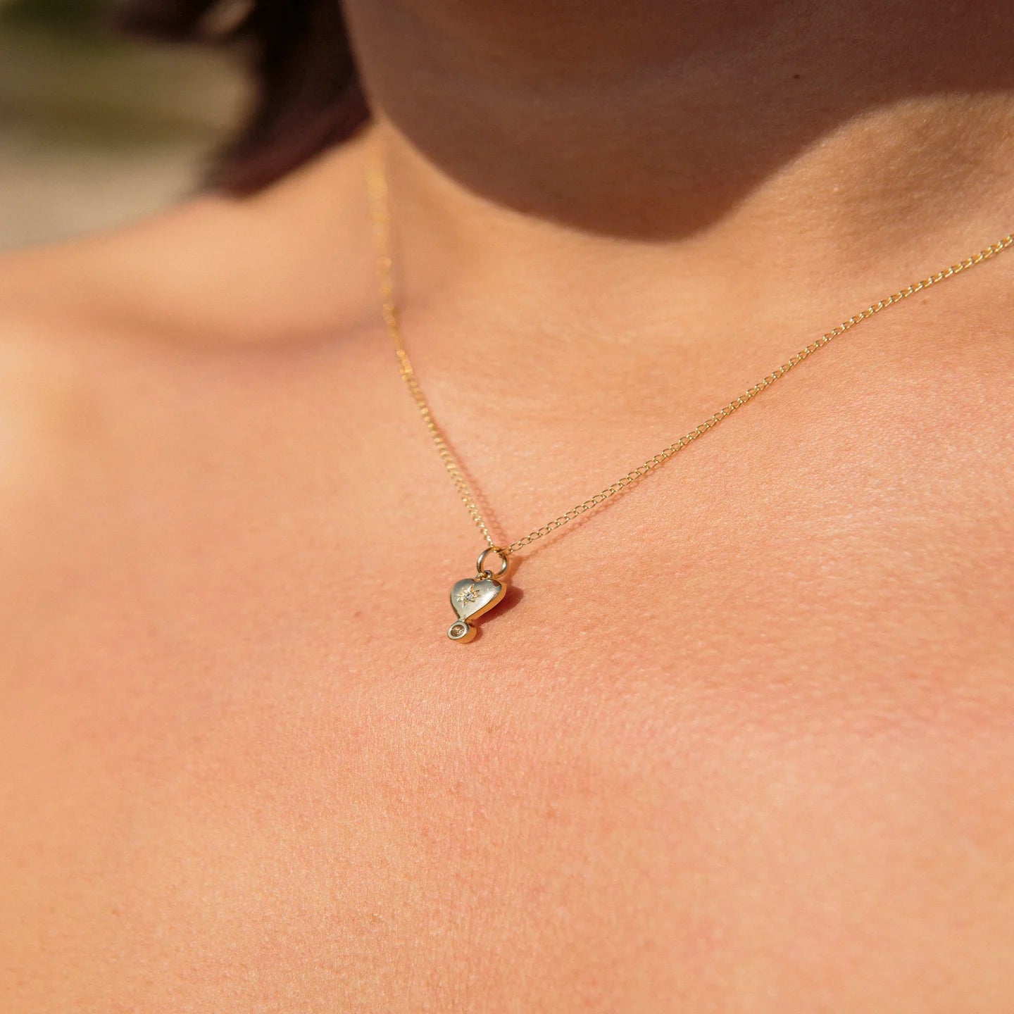 Green Tourmaline and Diamond Byrdie Heart Charm