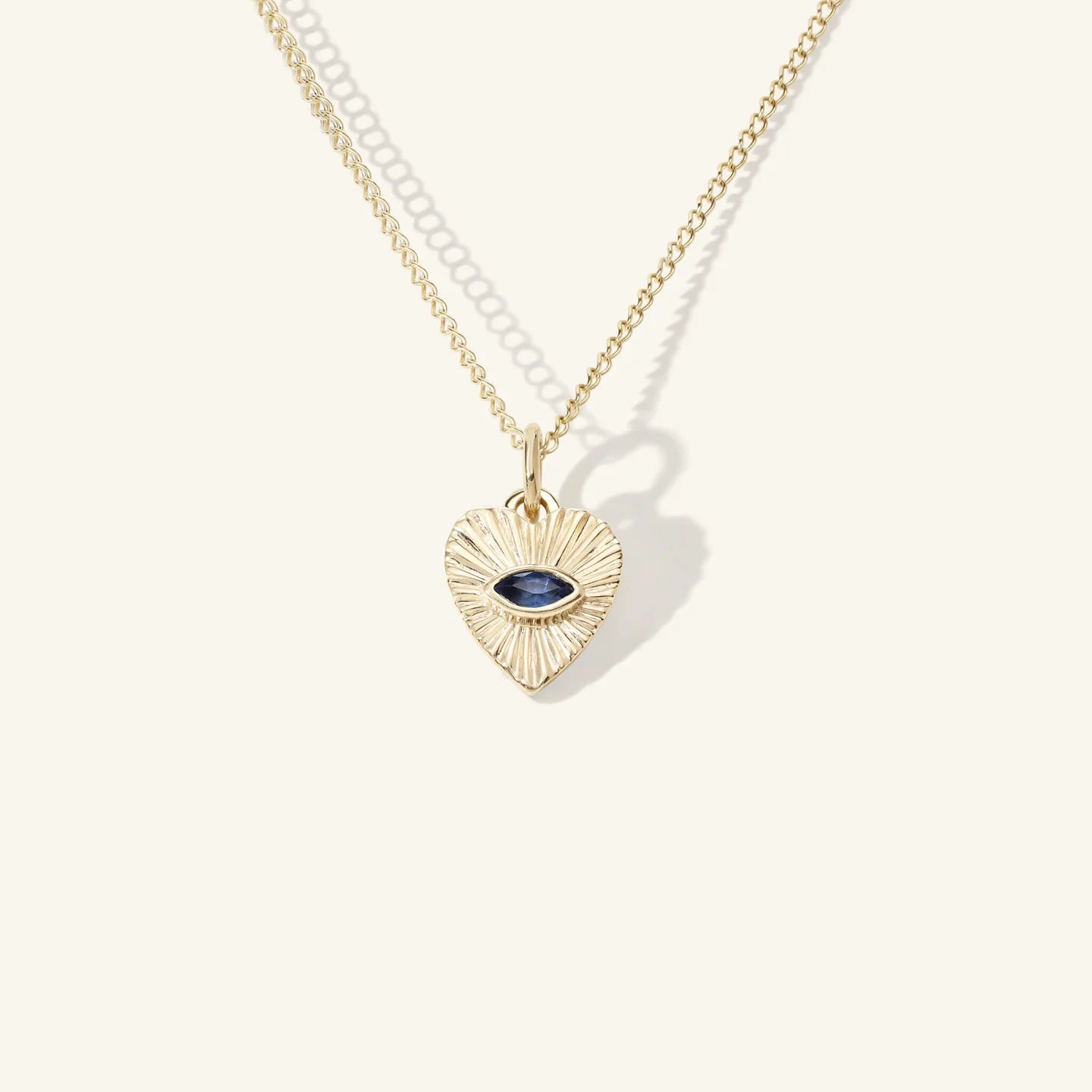 Mini Sapphire Sunbeam Heart Charm