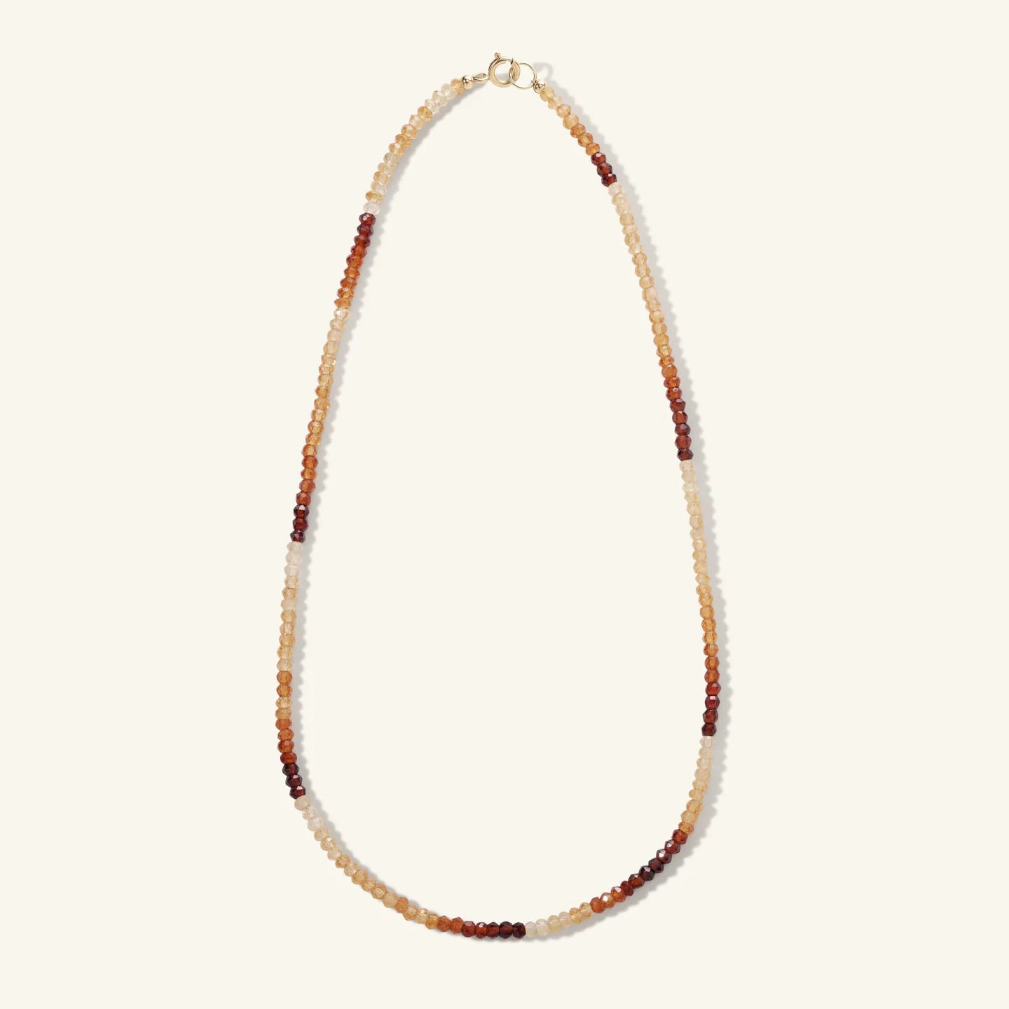 Ombre Hessonite Beaded Necklace - 16"