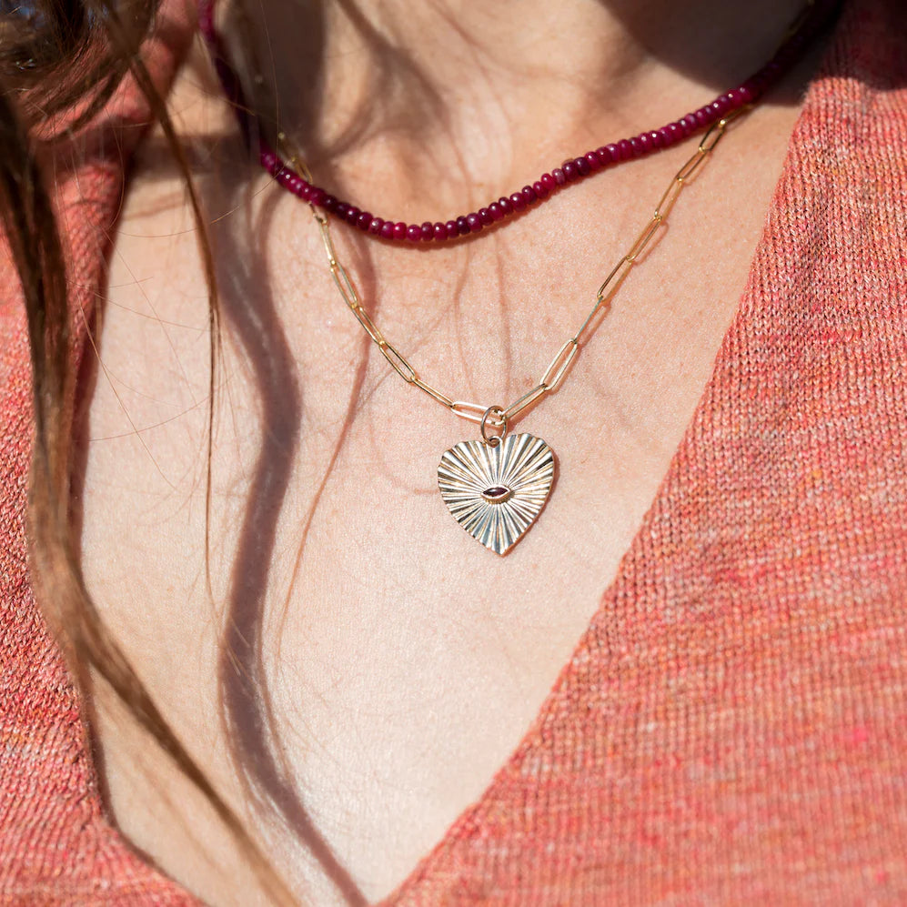 Ruby Faceted Beaded Necklace