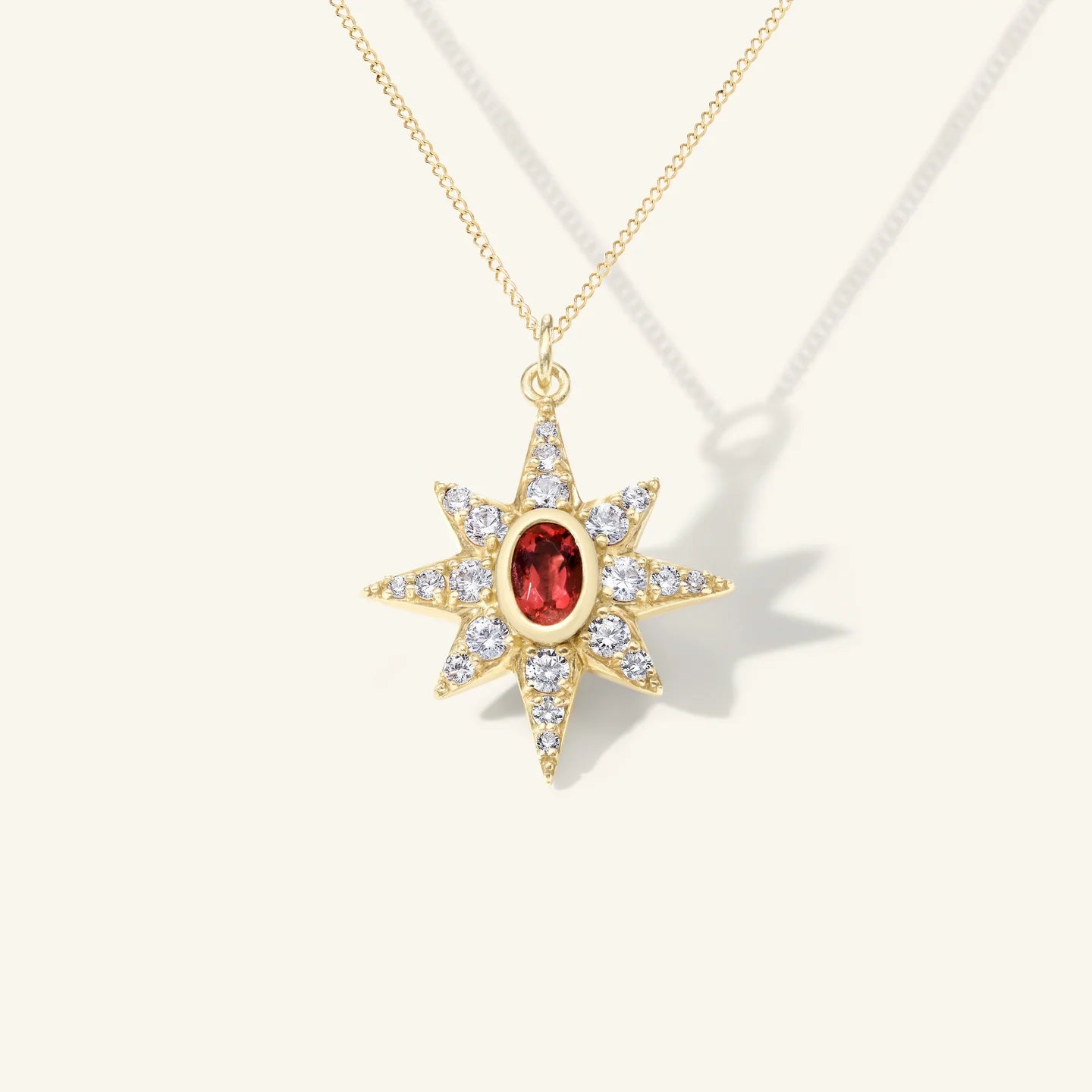 Small Pavé Diamond Starburst Ruby Charm