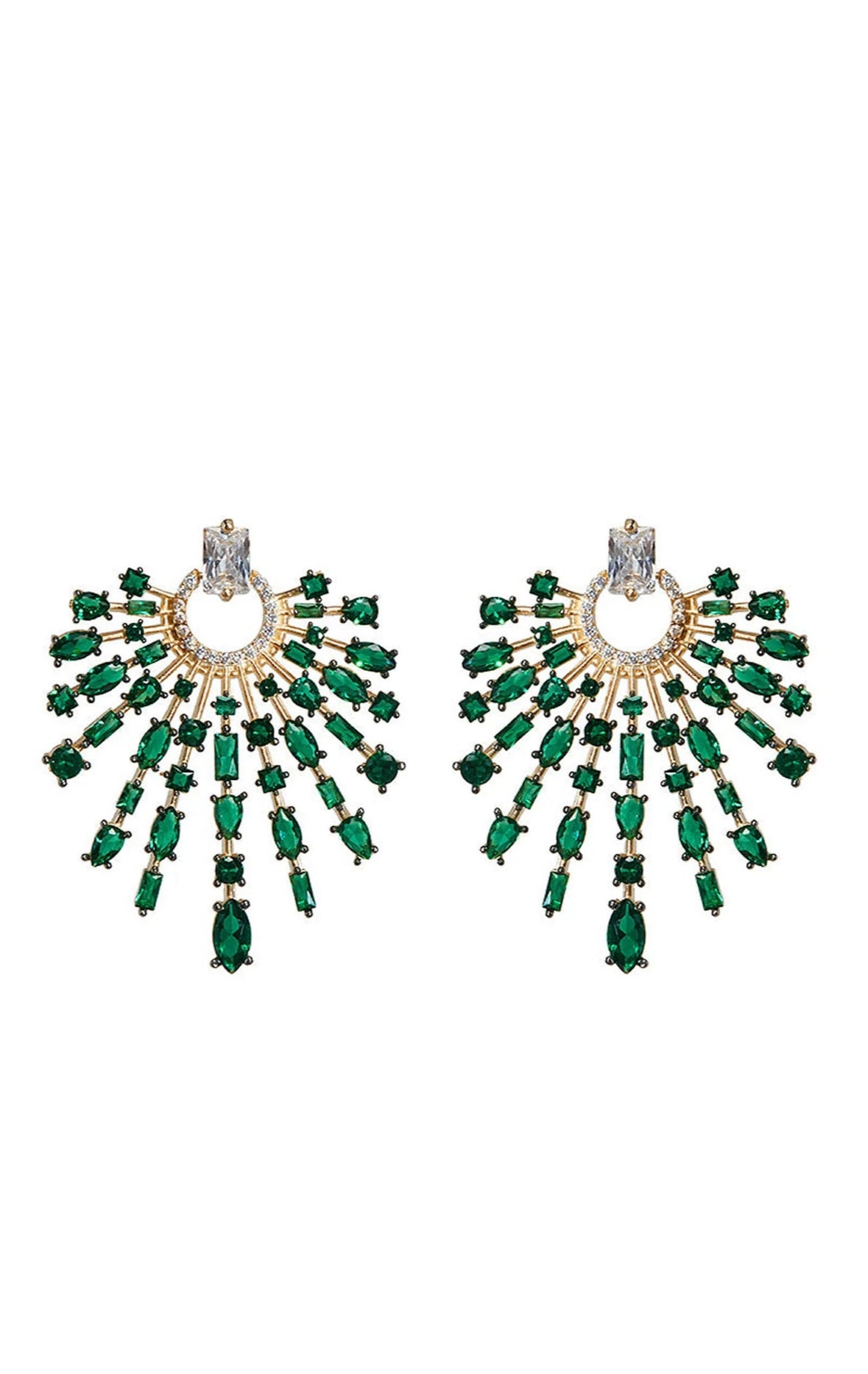 Holly Earrings in Gold/Emerald