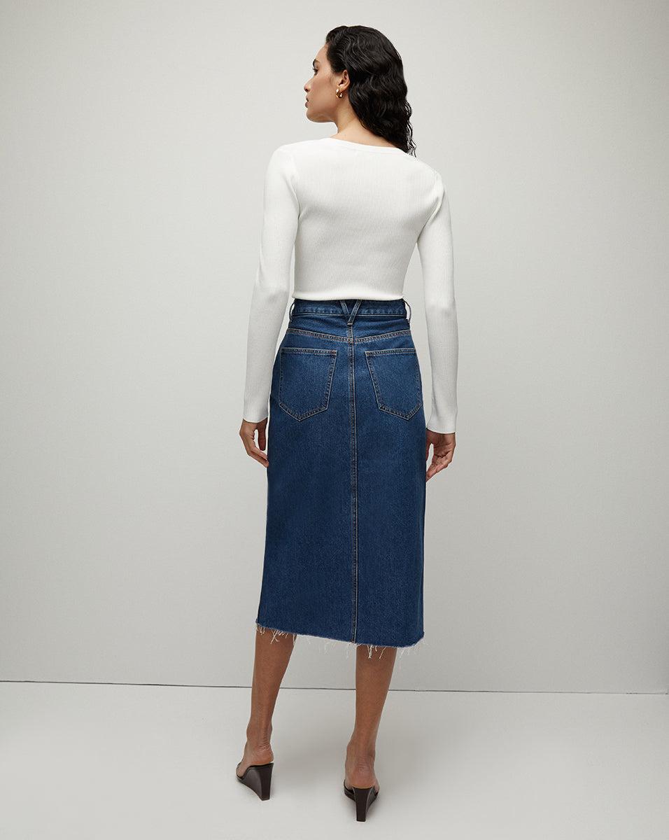 Victoria Denim Skirt in Stoned Bright Blue