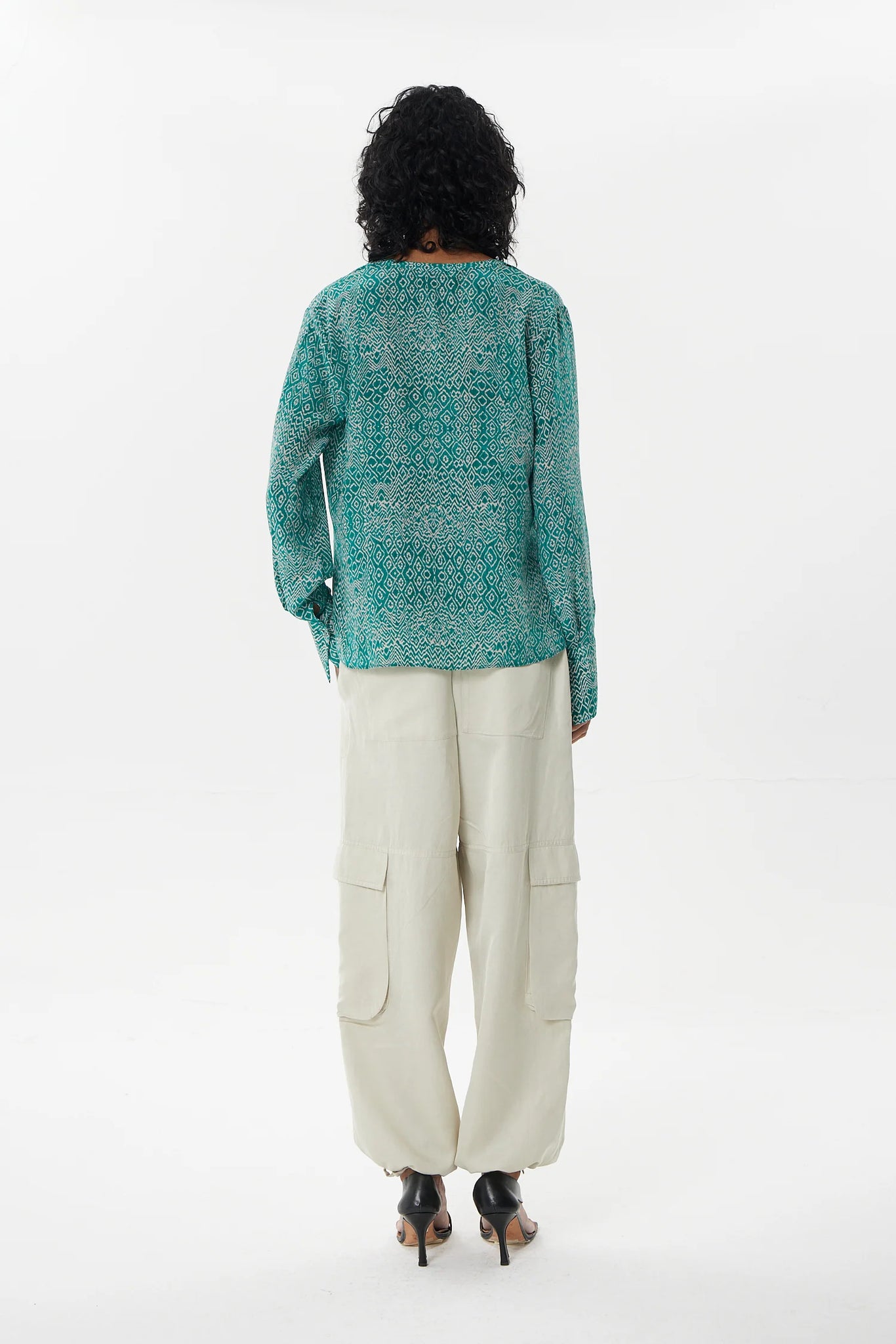 Moldes Clemence Shirt in Emerald Shibory