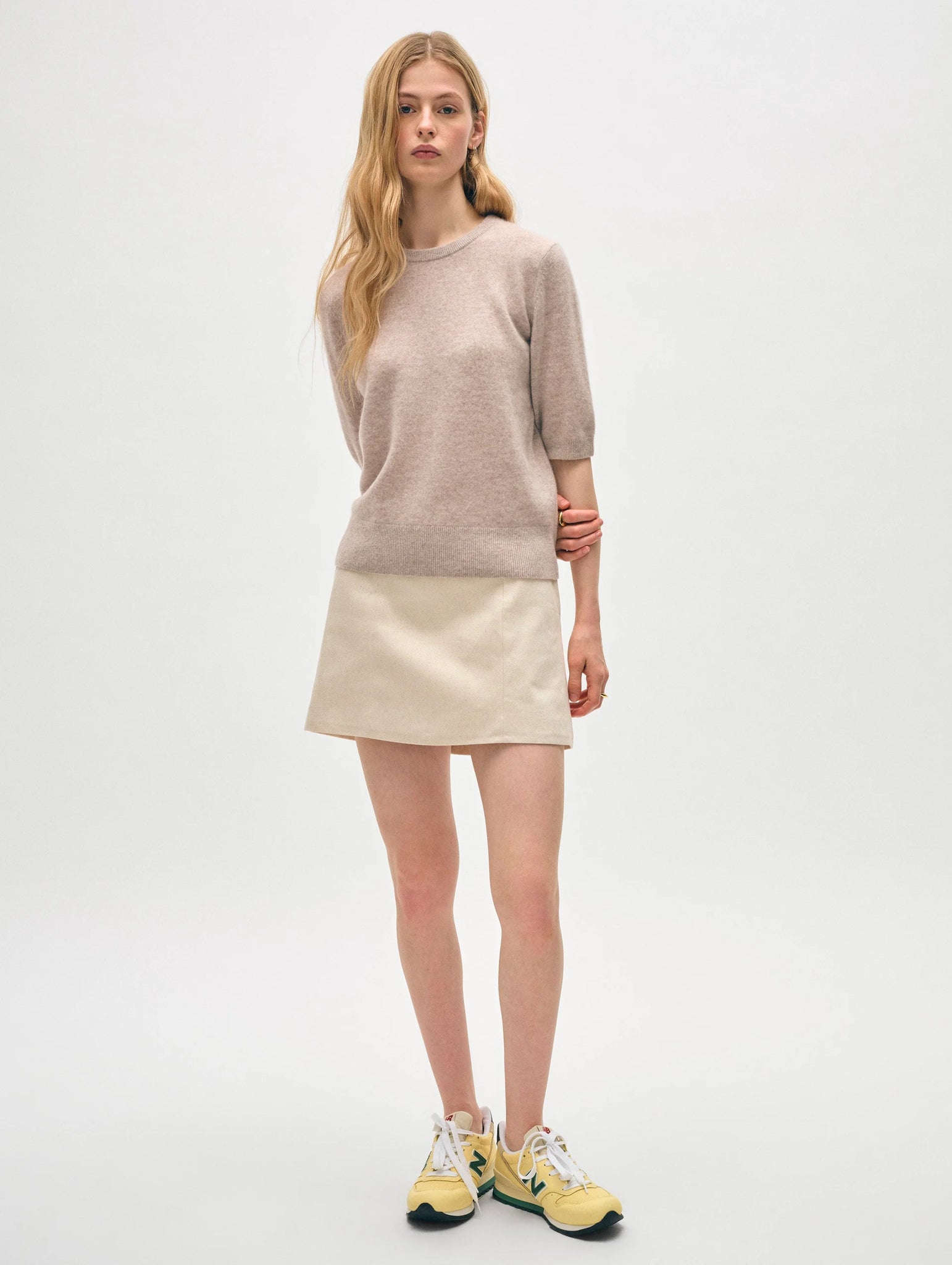 Essential Cashmere Tee in Sandwisp Heather