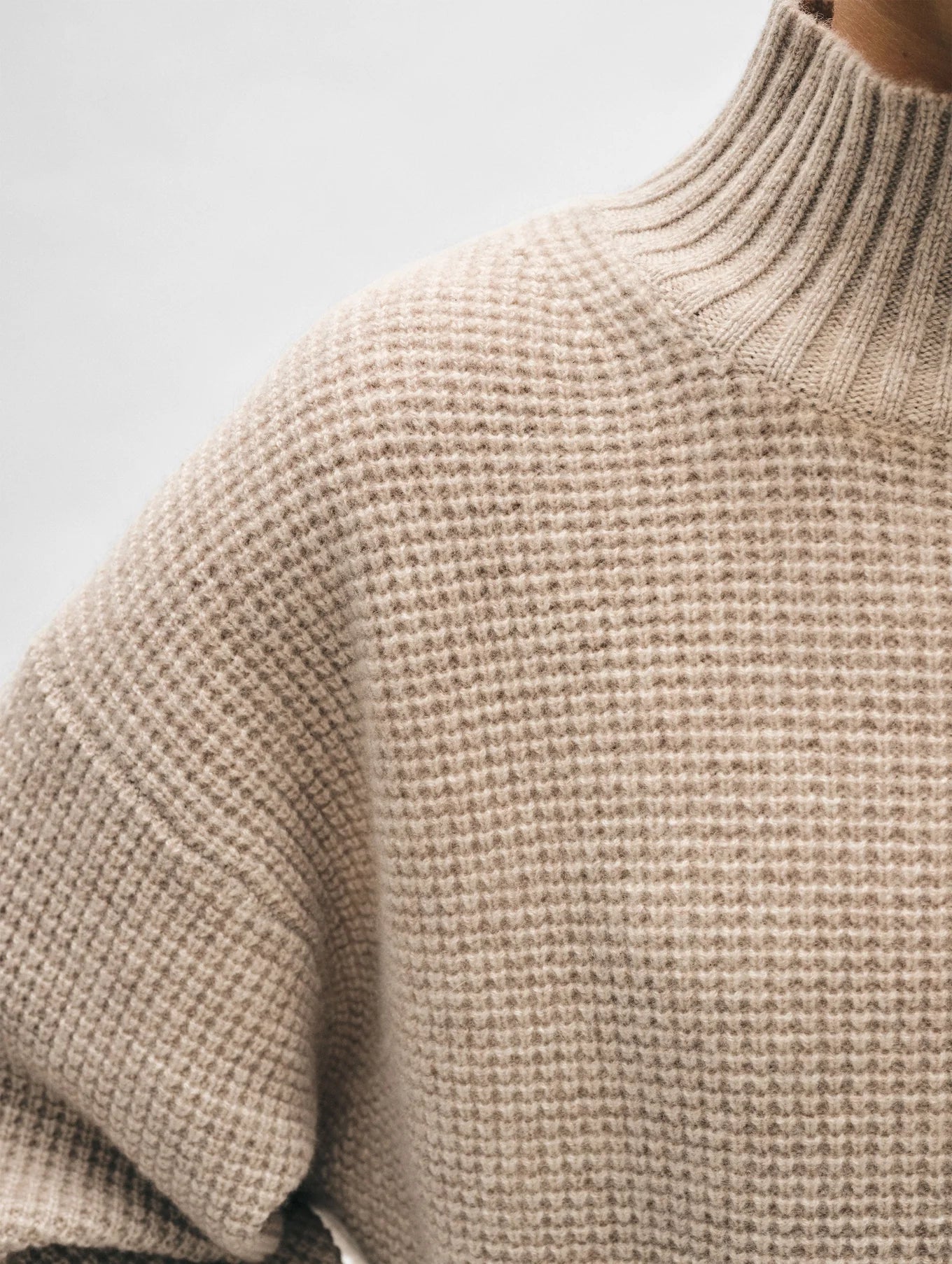 Cashmere Waffle Standneck at Sandwisp Heather