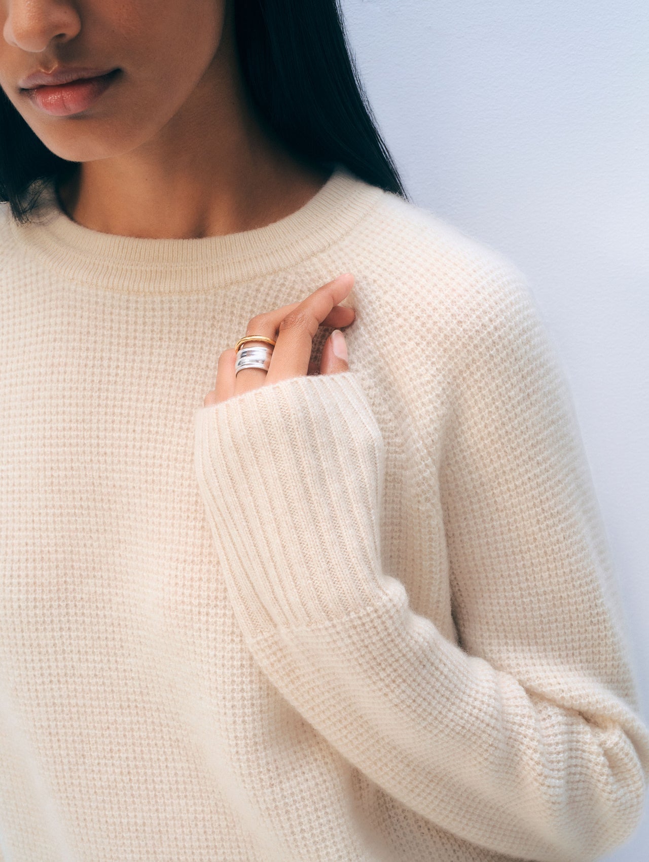 Cashmere Waffle Sweatshirt in Cedarwood