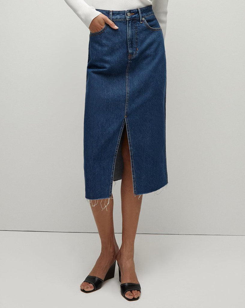 Victoria Denim Skirt in Stoned Bright Blue