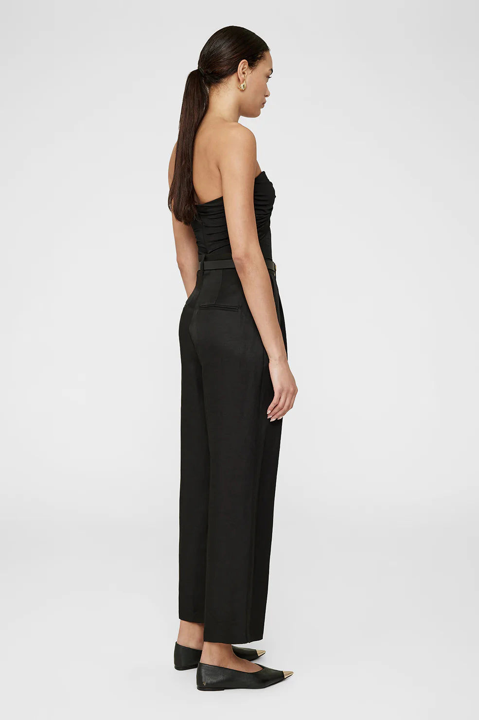 Carrie Ankle Pant in Black Linen Blend