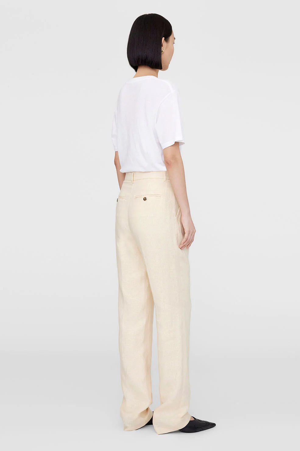 Jay Trouser in Light Yellow Linen