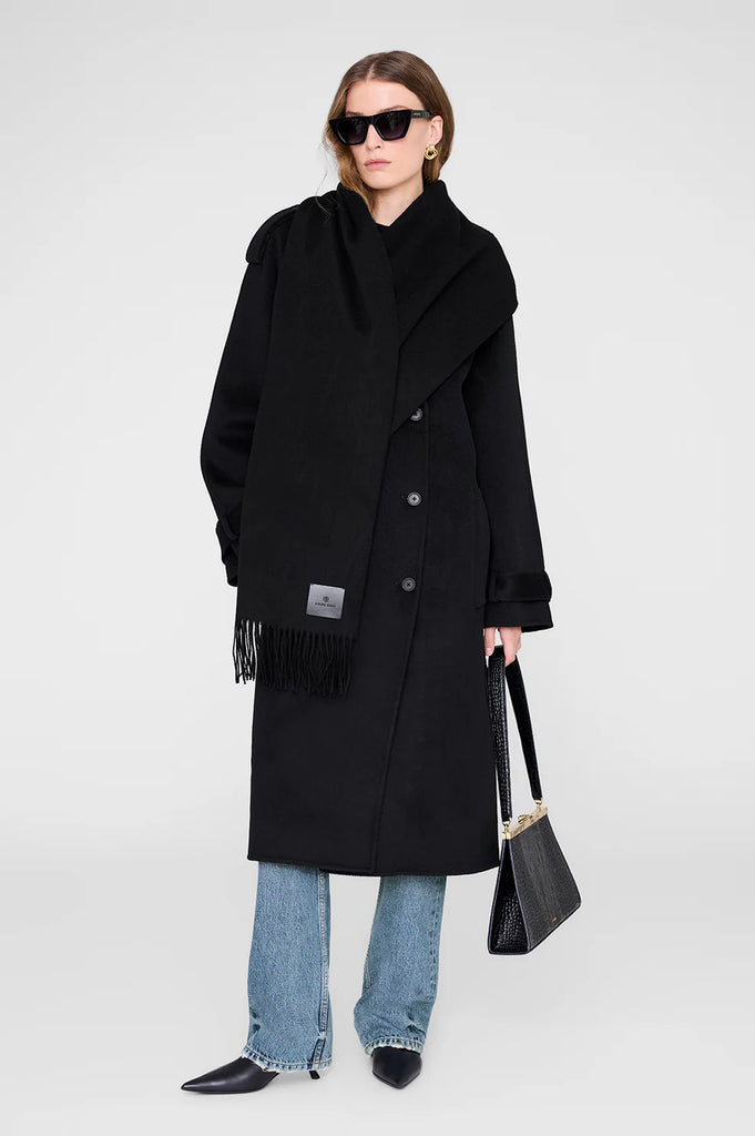 Augustina Scarf in Black Wool