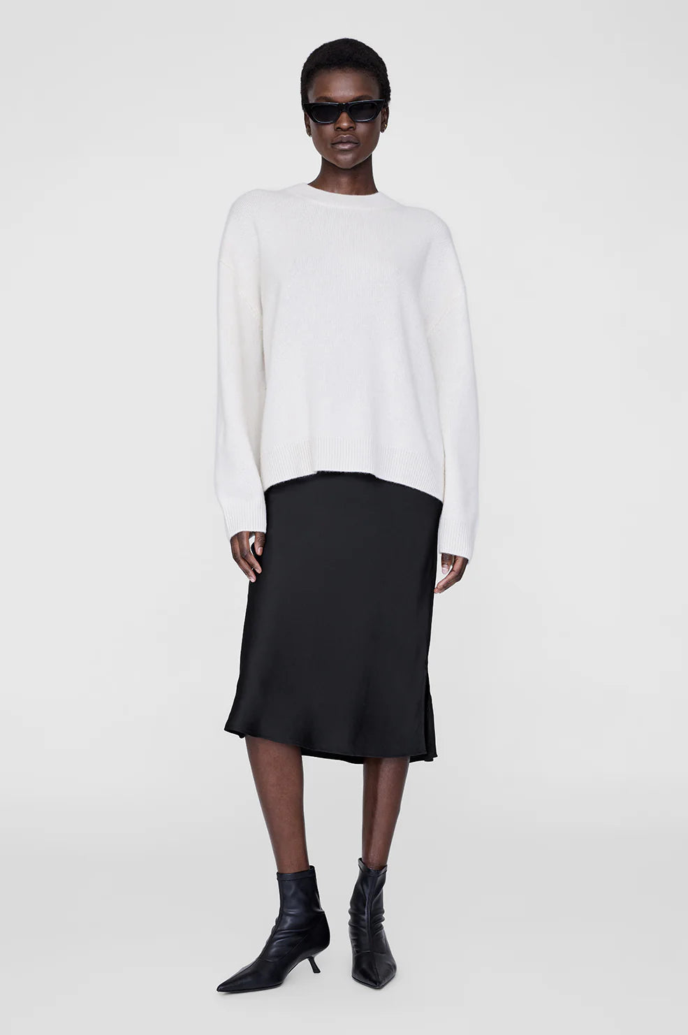 Bar Silk Skirt in Black