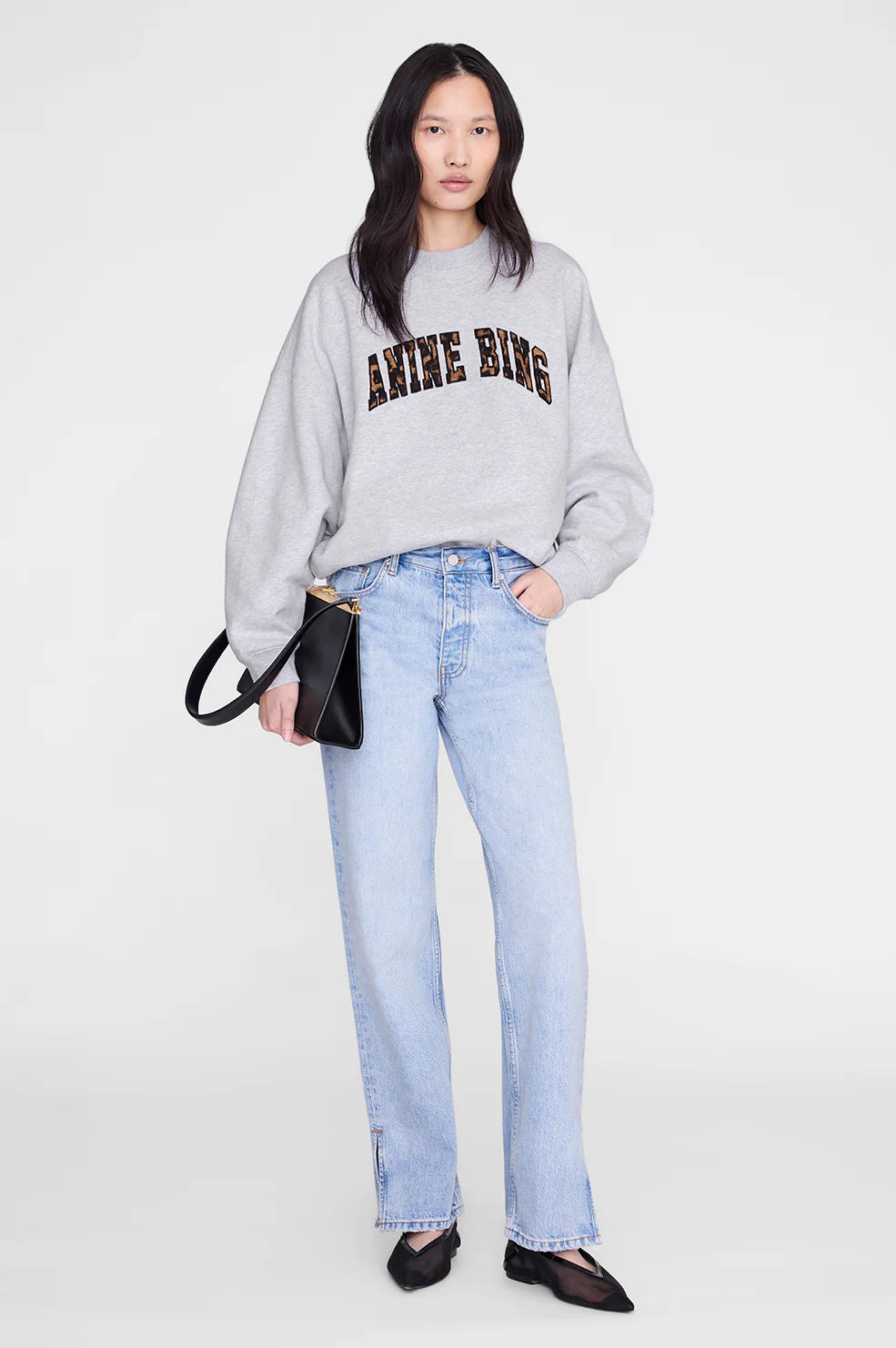 Miles Sweatshirt Anine Bing Leopard in Heather Grey