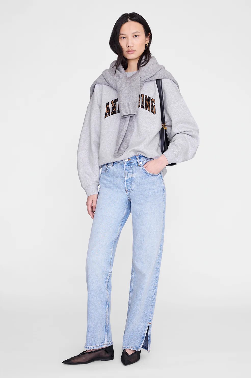 Miles Sweatshirt Anine Bing Leopard in Heather Grey